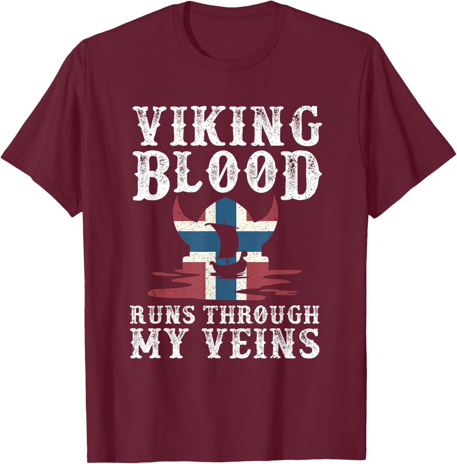 Northern Viking Norwegian Blood Norway T-Shirt - T-Shirt | Maroon
