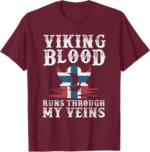 Northern Viking Norwegian Blood Norway T-Shirt - T-Shirt | Maroon
