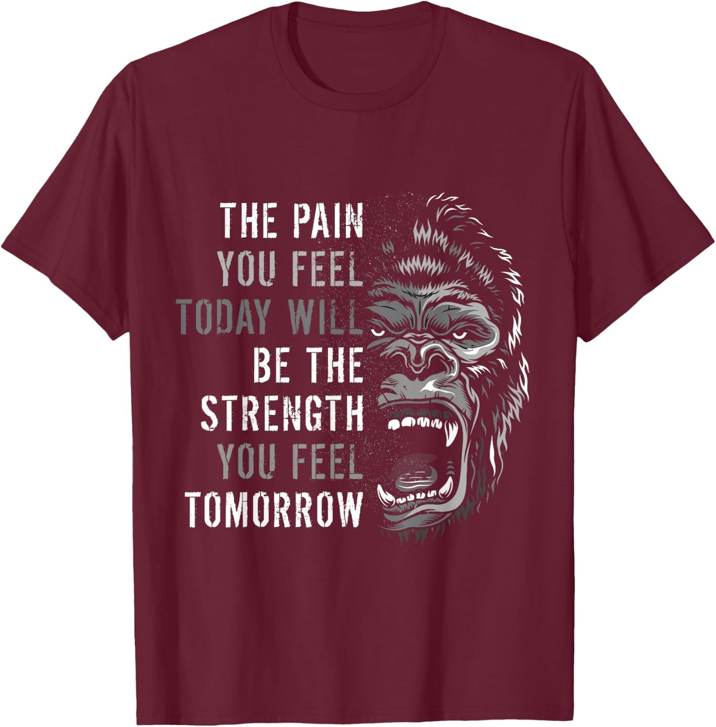 Motivation Workout And Gym Quotes Gorilla Mindset Training T-Shirt - T-Shirt | Maroon