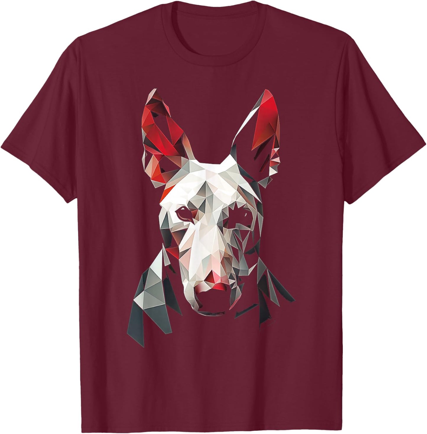 Bull Terrier Polygon Animal Pet Face Art Graphic Dog Women Kids T-Shirt - T-Shirt | Maroon