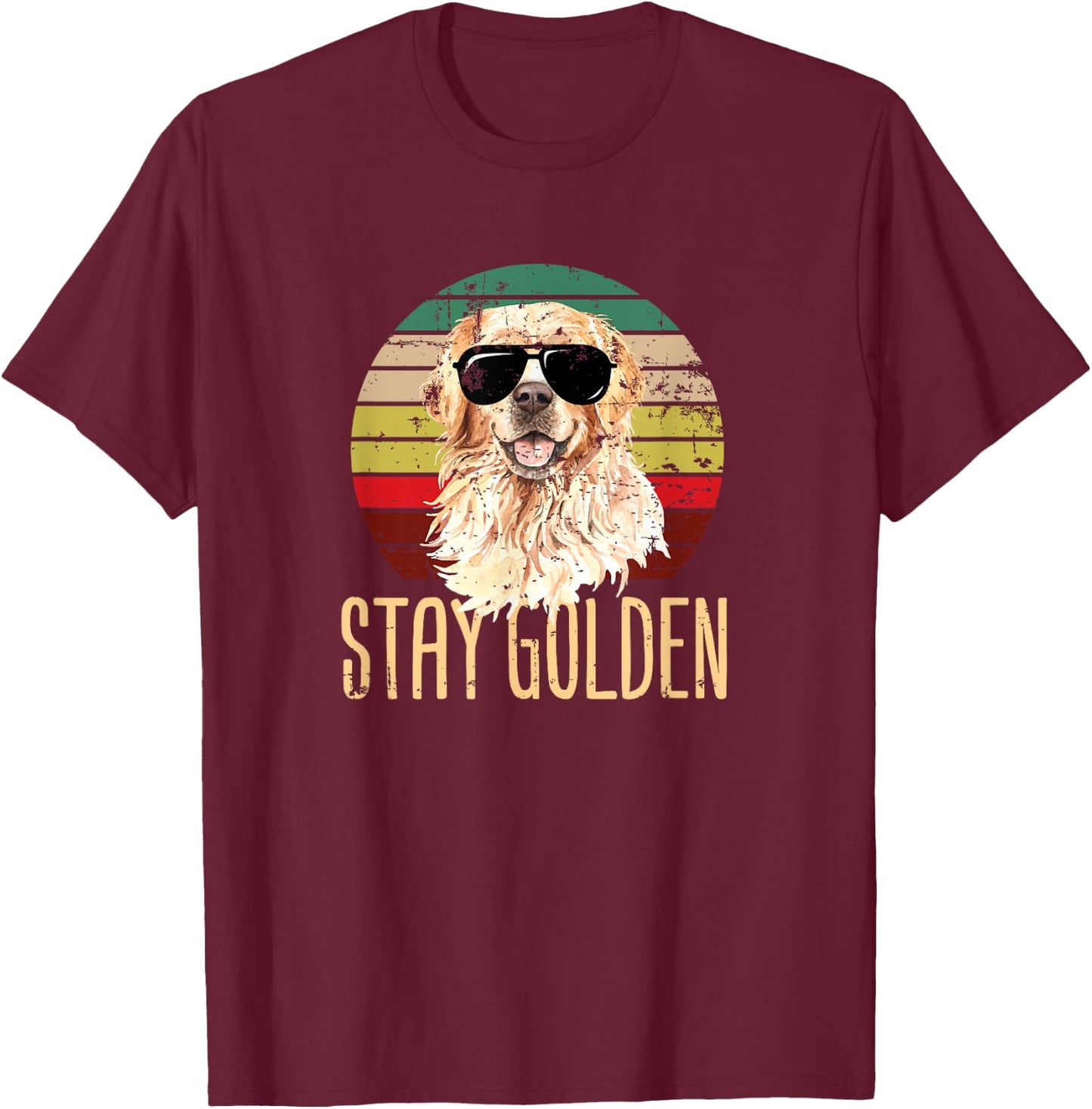 Stay Golden Funny Retro Golden Retriever Dog Breed Lover Men Women Girls Kids T-Shirt - T-Shirt | Maroon