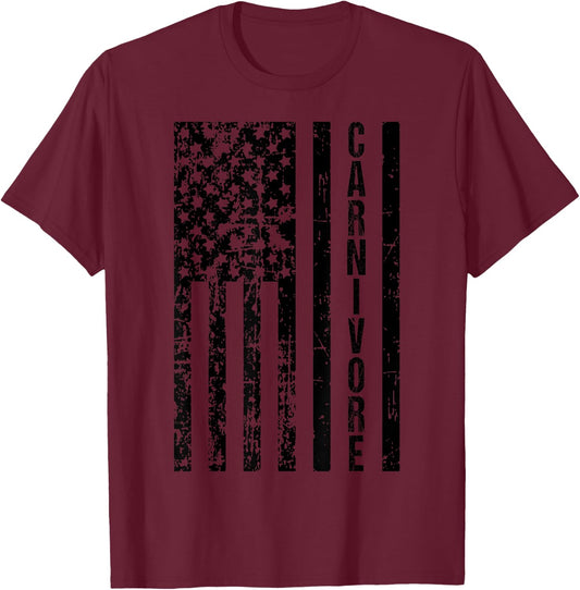 American Flag Carnivore Meat Eater T-Shirt - T-Shirt | Maroon