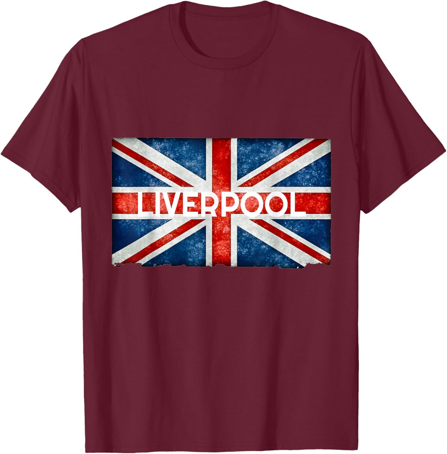 Liverpool England UK Flag,. and Souvenir T-Shirt - T-Shirt | Maroon