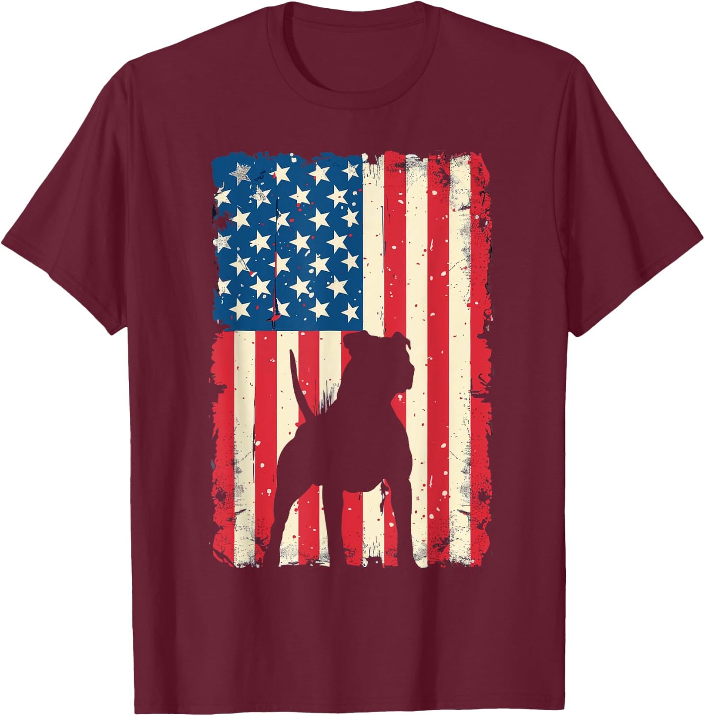 Patriotic Pitbull Dog Lover 4th of July USA American Flag Women Kids T-Shirt - T-Shirt | Maroon