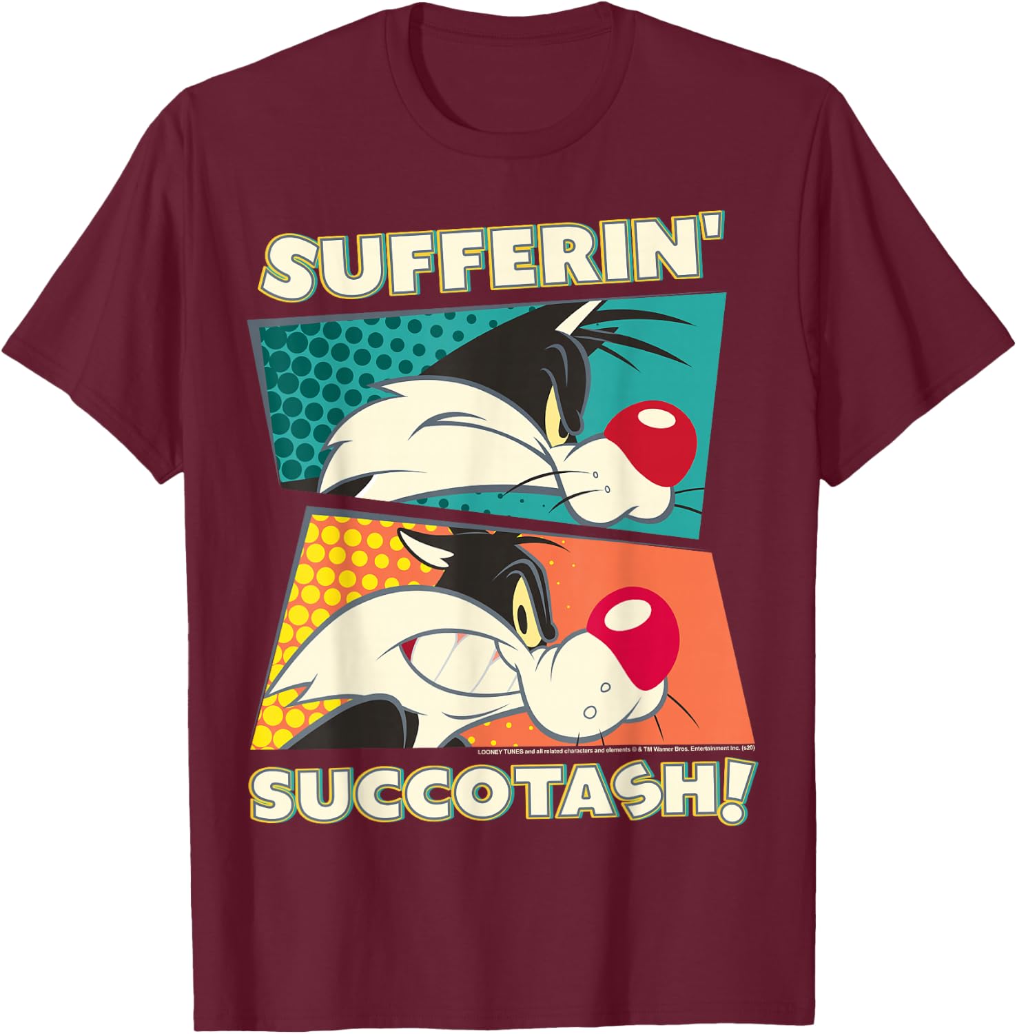 Looney Tunes Sylvester Sufferin' Succotash T-Shirt - T-Shirt | Maroon
