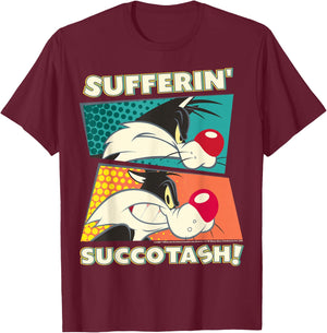 Looney Tunes Sylvester Sufferin' Succotash T-Shirt - T-Shirt | Maroon
