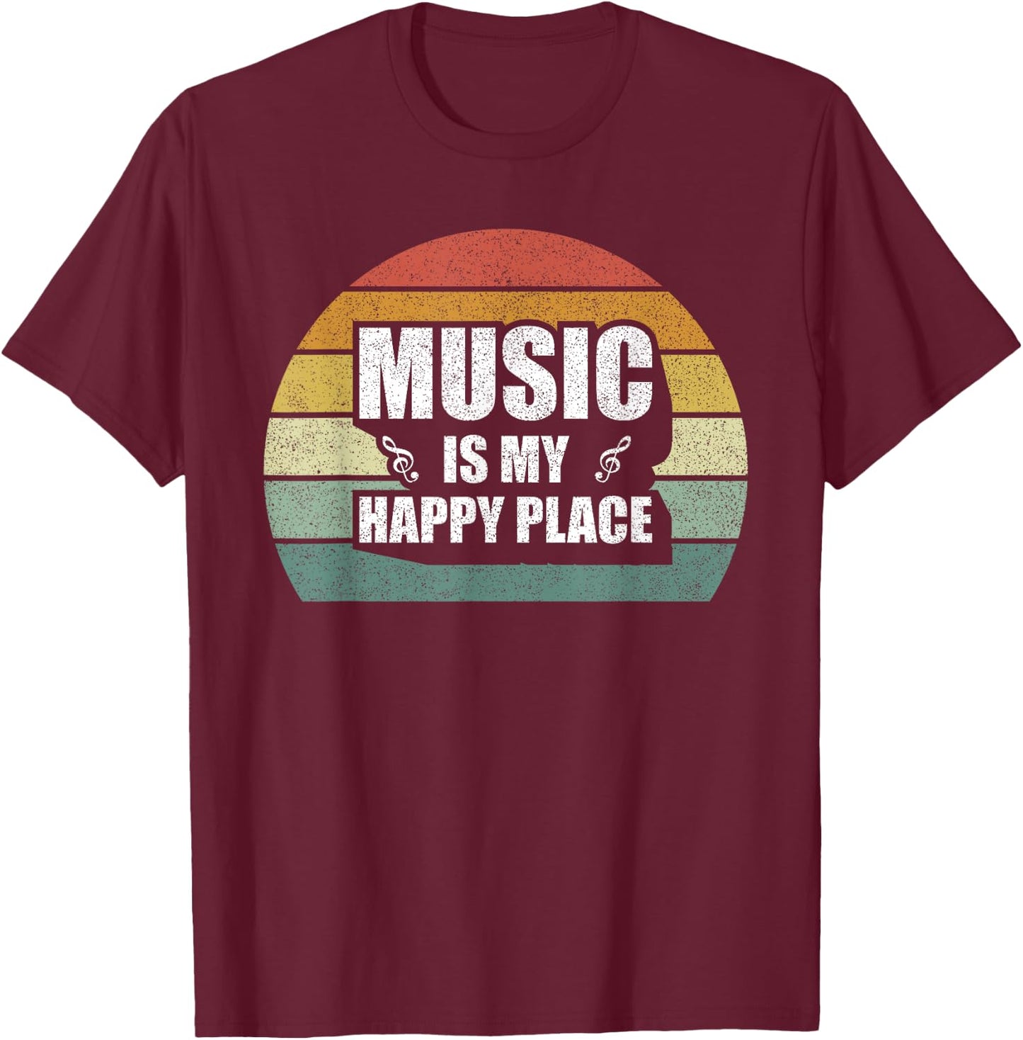 Retro Music Is My Happy Place Shirt Inspiring Music Vintage T-Shirt - T-Shirt | Maroon