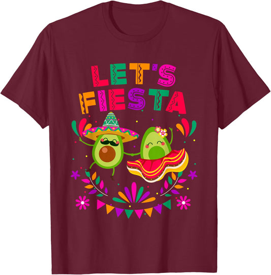 Let's Fiesta Avocado Dancing Cinco De Mayo Mexican Party T-Shirt - T-Shirt | Maroon