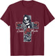 Skull Santa Muerte Cross T-Shirt - T-Shirt | Maroon