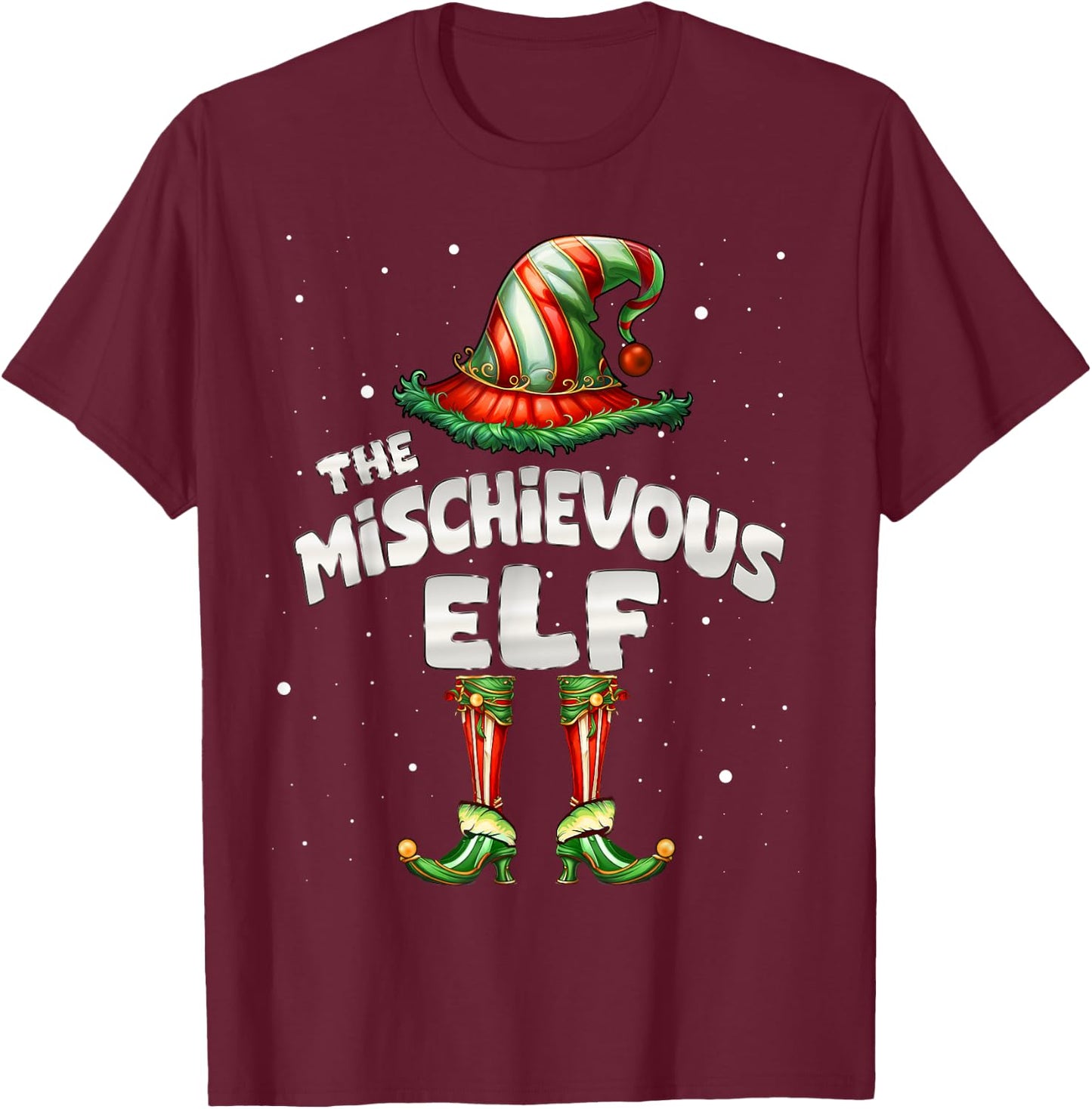 I'm The Mischievous Elf Family Matching Group Christmas T-Shirt - T-Shirt | Maroon