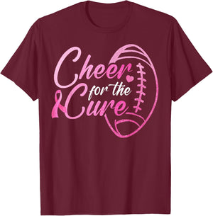 Cheer For The Cure Football Fan Breast Cancer Awareness T-Shirt - T-Shirt | Maroon