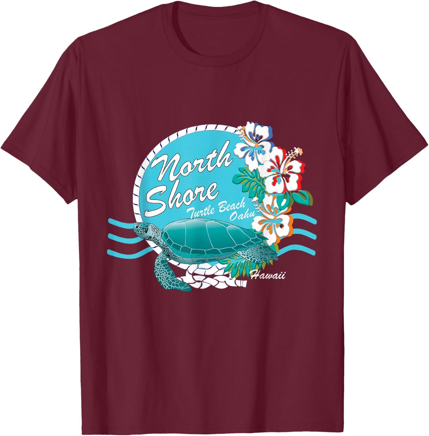 Turtle Beach Oahu Hawaii North Shore Sea Turtle Keepsake T-Shirt - T-Shirt | Maroon