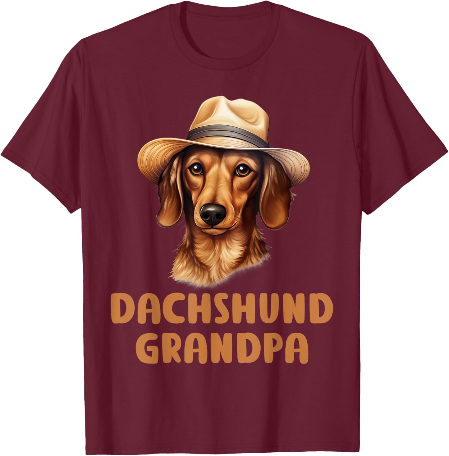 Dachshund Grandpa Dog Lover Gift Funny Puppy Dachshund Owner Women Kids T-Shirt - T-Shirt | Maroon