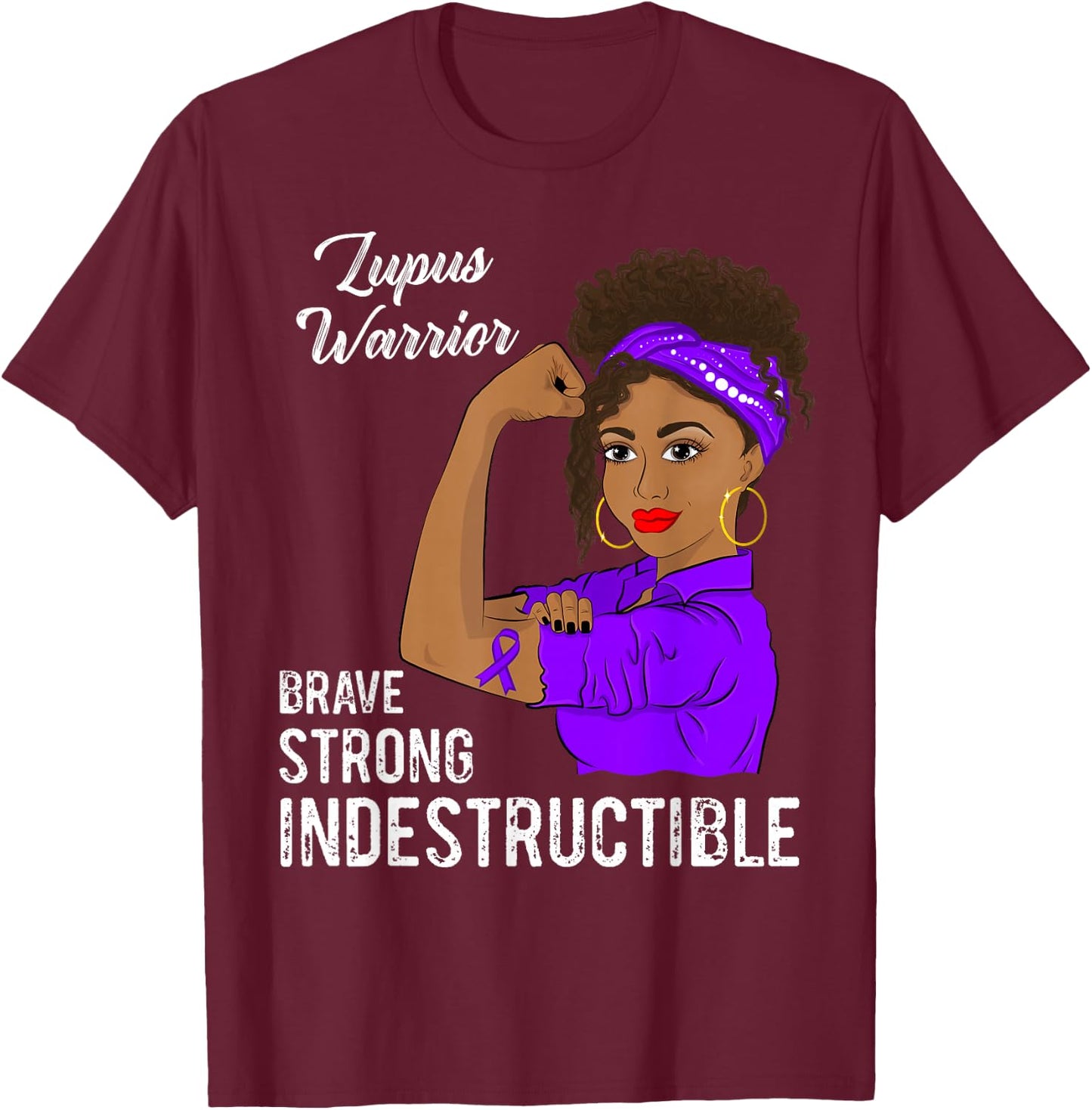 Lupus Warrior Indestructible Survivor Awareness T-Shirt - T-Shirt | Maroon