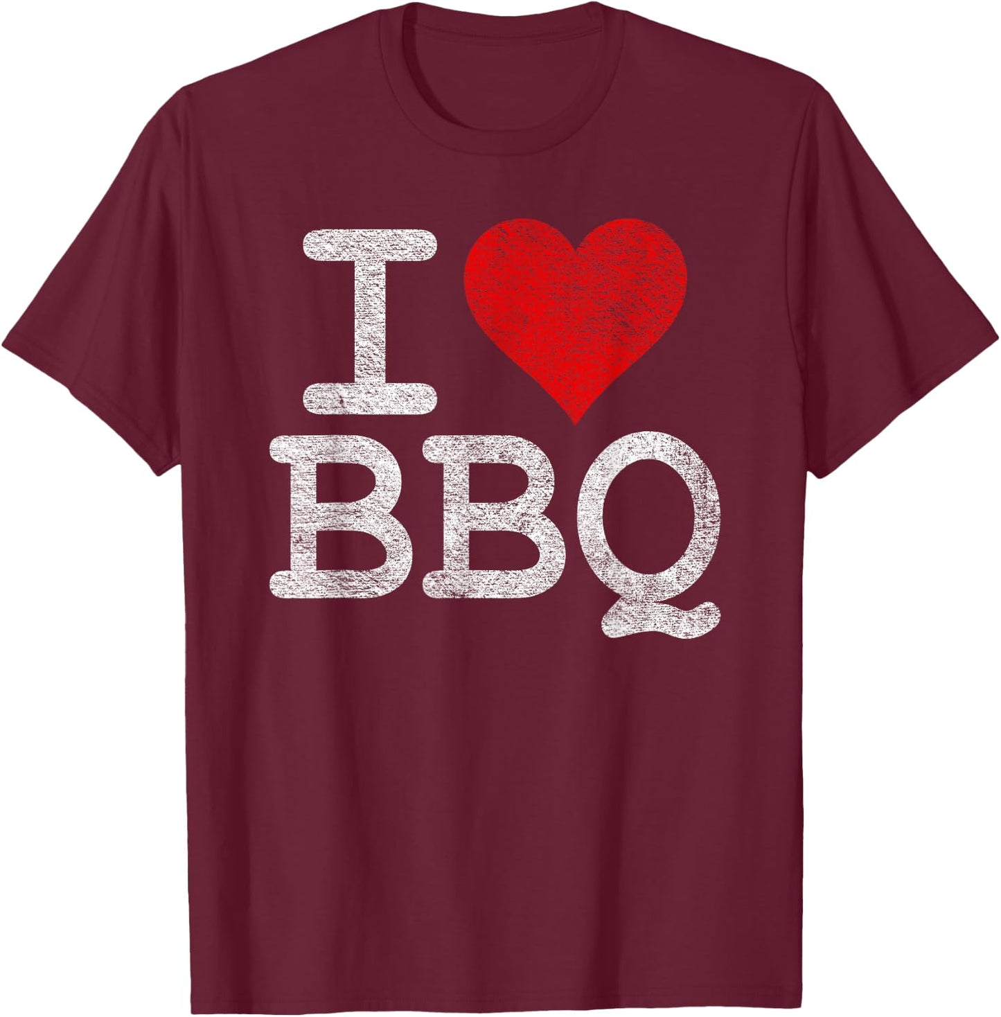 I Love Bbq I Heart Barbecue Grill Smoker Outdoor Cookery T-Shirt - T-Shirt | Maroon
