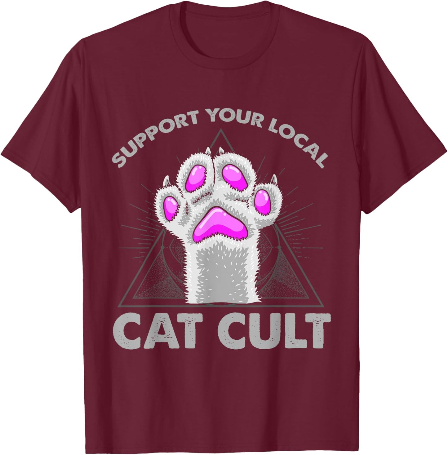 Goth Evil Cat T Shirt Support Your Local Cat Cult Satanic Men Women Girls Kids T-Shirt - T-Shirt | Maroon