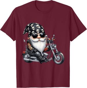 Cool Motorcycle Gnome Graphic For Retired Biker Dad Life T-Shirt - T-Shirt | Maroon