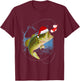 Funny Bass Fishing Santa Hat Christmas Pajama Fishermen Fish T-Shirt - T-Shirt | Maroon