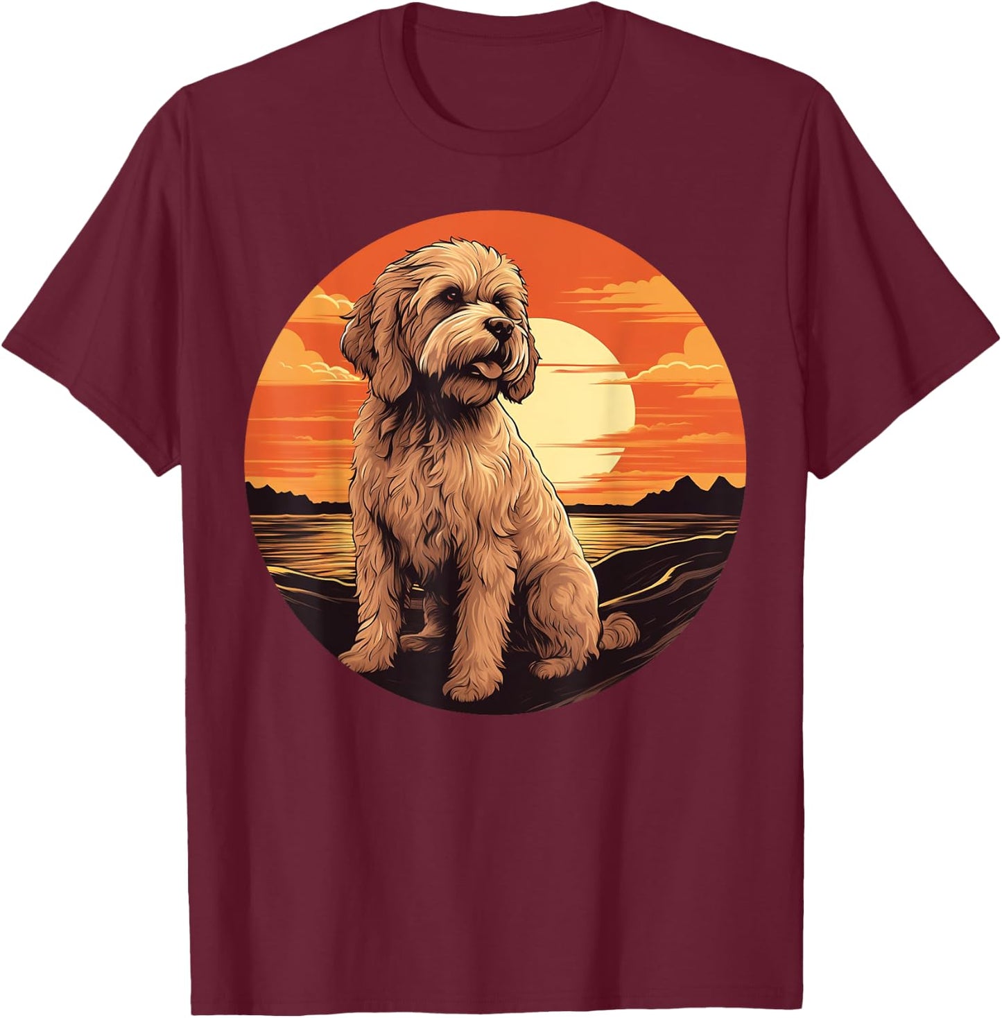 Retro Vintage Labradoodle Dog Sunset Goldendoodle Dog Girls T-Shirt - T-Shirt | Maroon
