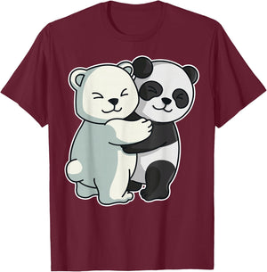 Icebear Panda cute Polar bear Hug Cuddle Animals Hugging T-Shirt - T-Shirt | Maroon