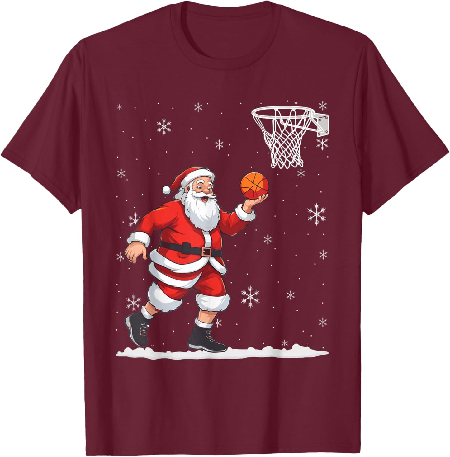 Basketball Christmas Men Boys Basketball Santa Claus T-Shirt - T-Shirt | Maroon