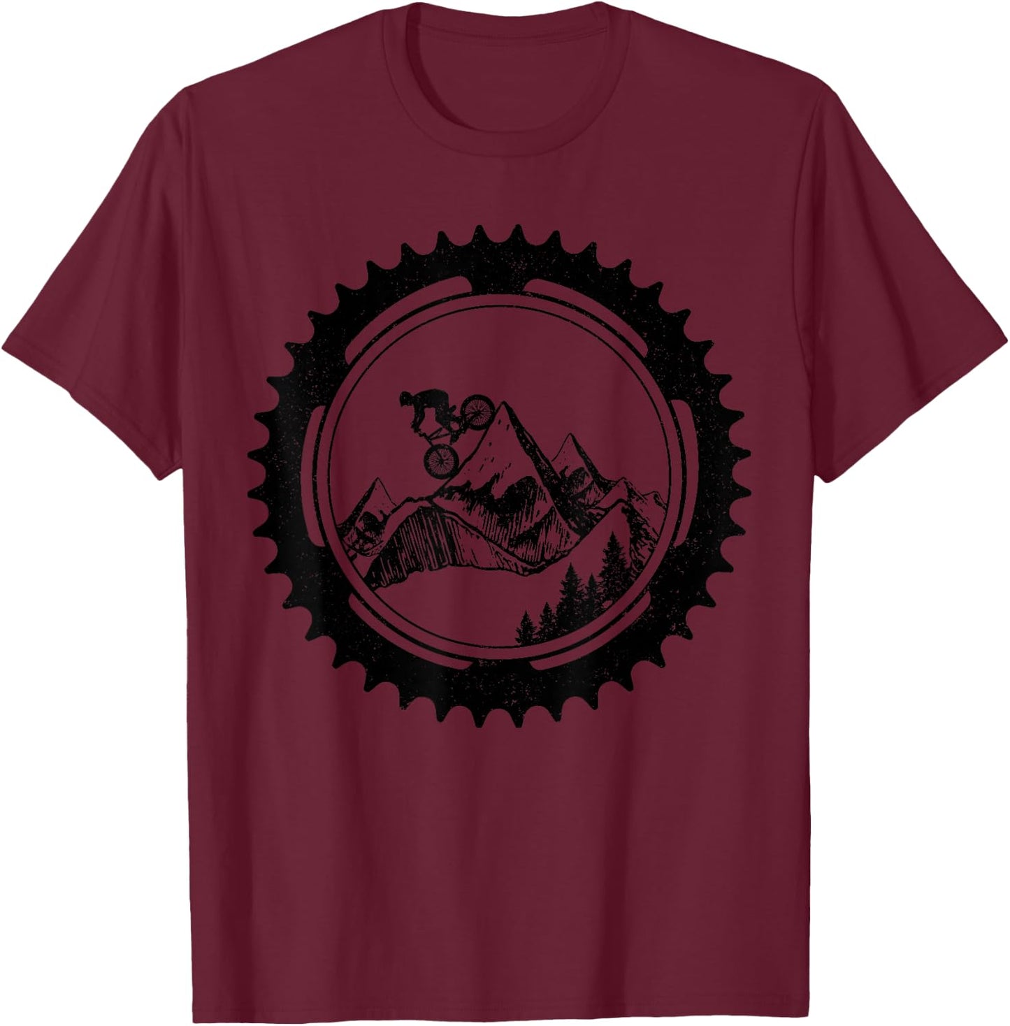 Mountain Bike Downhill MTB Bicycle Mountain Biker Gift T-Shirt - T-Shirt | Maroon