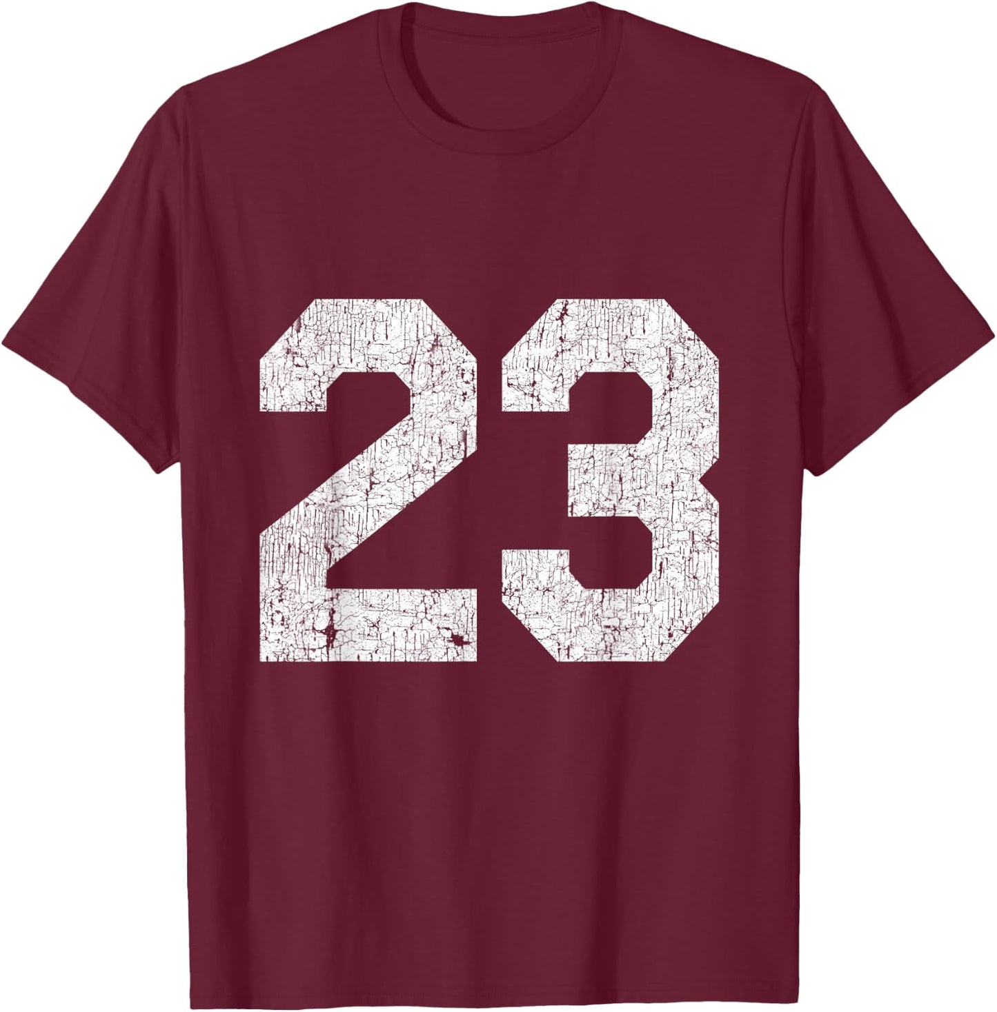Jersey Uniform Number #23, Sports Birthday T-Shirt - T-Shirt | Maroon