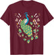 Colorful Peacock T-Shirt - T-Shirt | Maroon