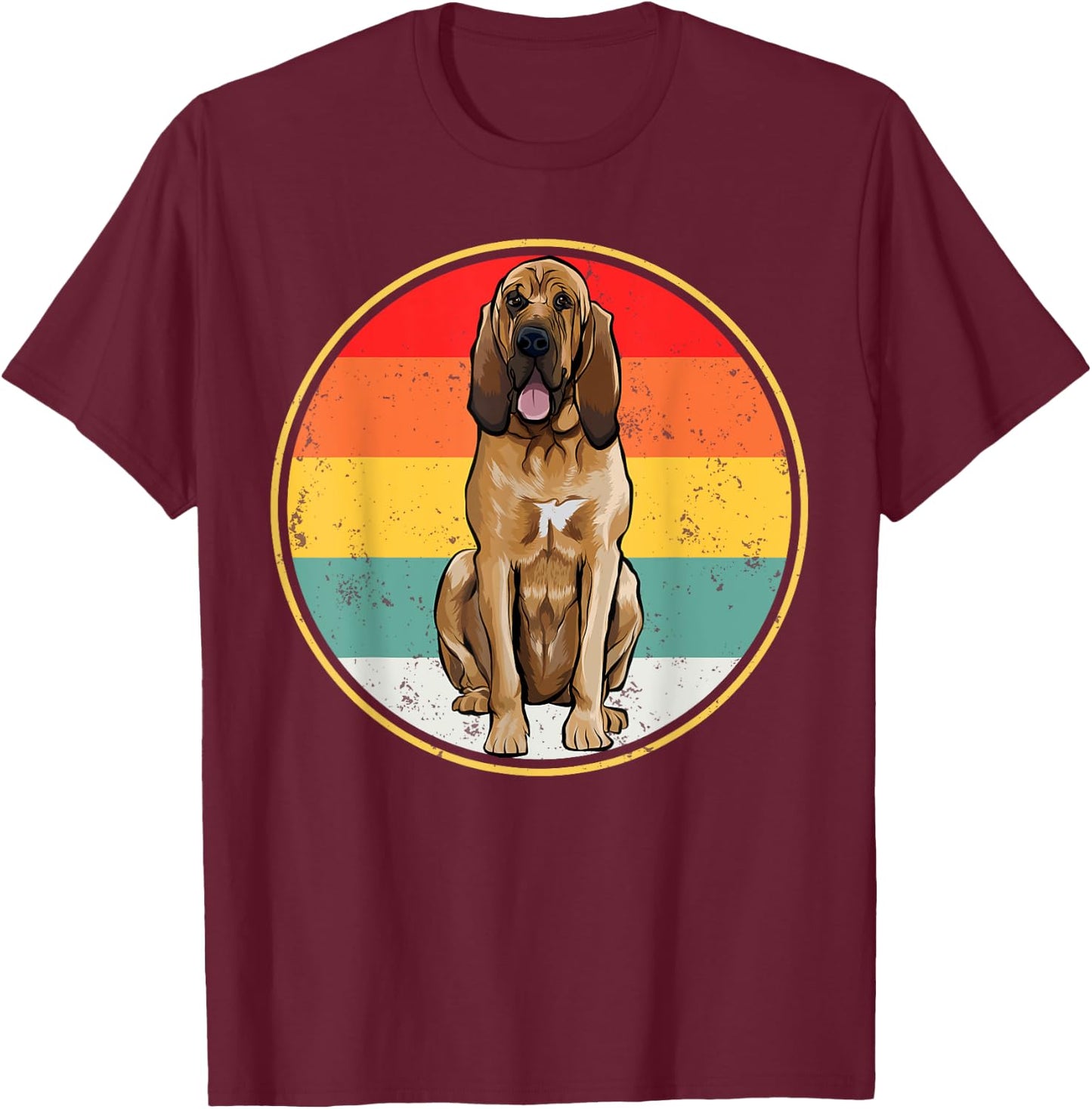 Vintage Retro Sunset Bloodhound Dog Men Women T-Shirt - T-Shirt | Maroon