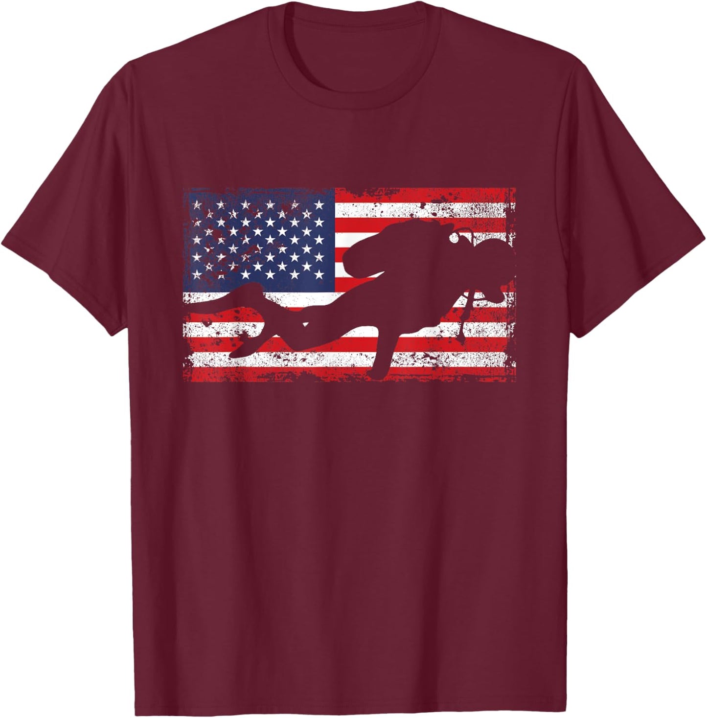 Scuba Diving USA Flag American Patriotic Divers Dive Patriot T-Shirt - T-Shirt | Maroon