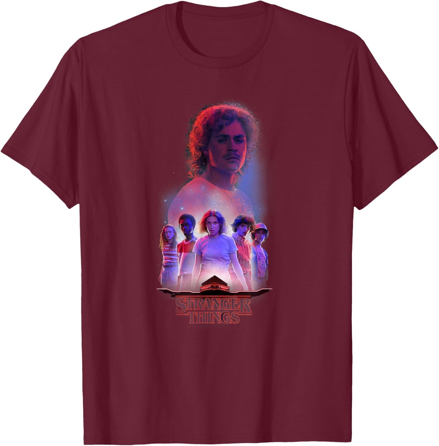 Stranger Things Billy Group Shot T-Shirt - T-Shirt | Maroon