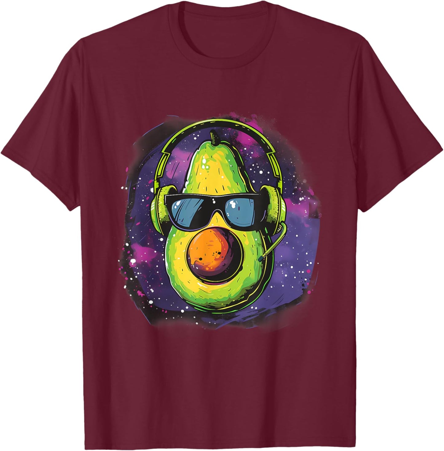 Techno Dance Club Music Headphones Beatmaker Avocado DJ T-Shirt - T-Shirt | Maroon