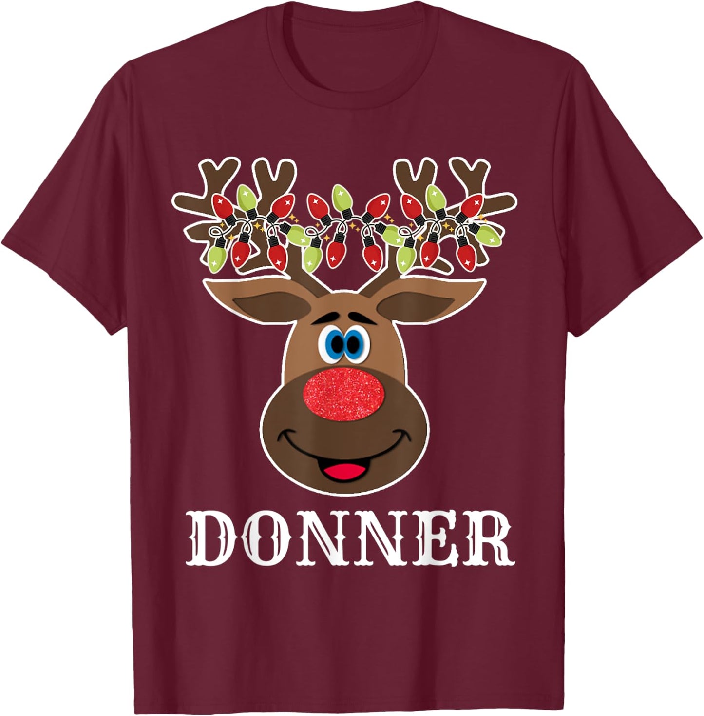 Santa Reindeer Donner Xmas Group Costume T-Shirt - T-Shirt | Maroon