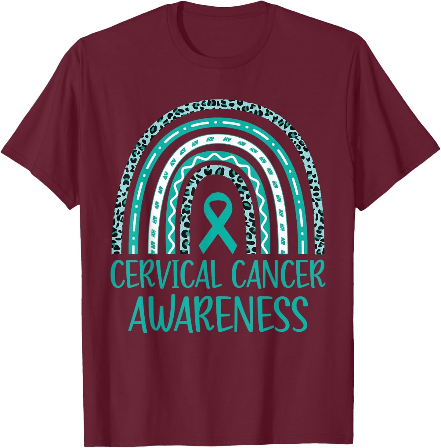 In January We Wear Teal and White Cervical Cancer Awareness T-Shirt - T-Shirt | Maroon