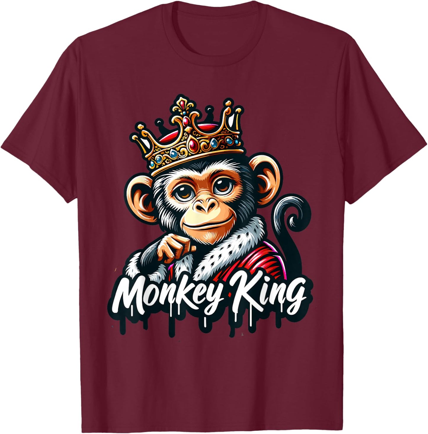 Monkey King | Boys Monkey Lover | Monkey T-Shirt - T-Shirt | Maroon