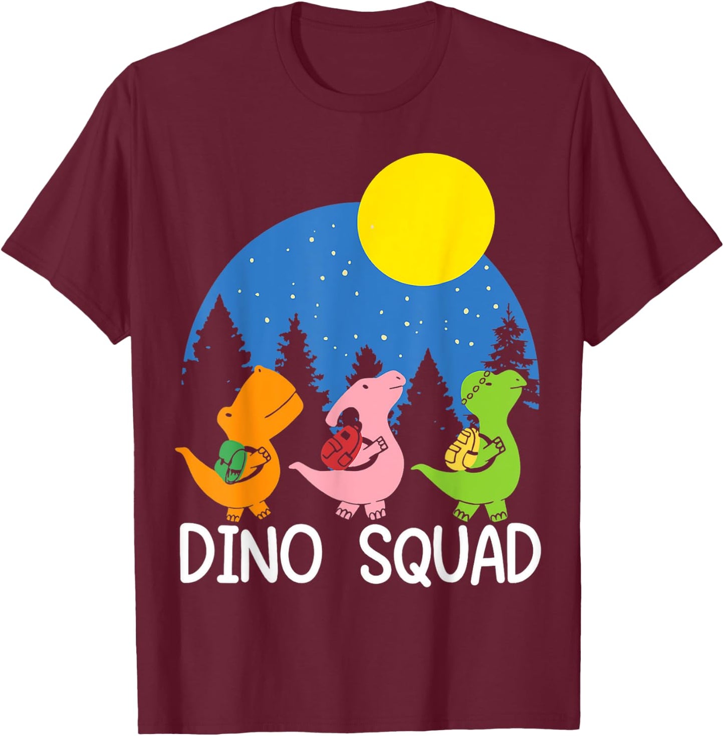 Dino Squad Fossils Dinosaur Matching Dinosaur Love Graphic T-Shirt - T-Shirt | Maroon
