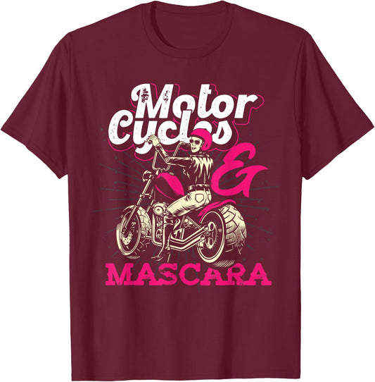 Motorcyclist Bike Women's Mascara Funny Women Biker T-Shirt - T-Shirt | Maroon