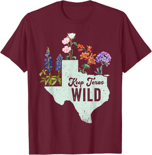 Wildflower Fields Wildflowers Bluebonnet Texas Spring T-Shirt - T-Shirt | Maroon