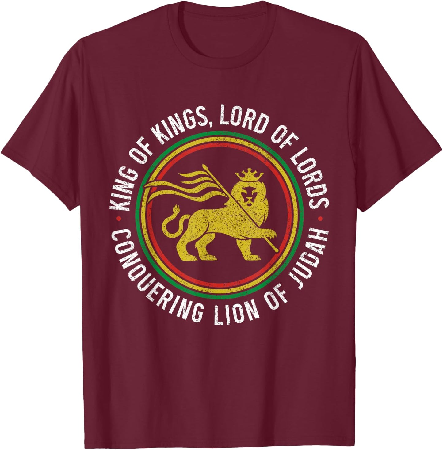 Lion Of Judah Reggae Music Rastafari Hebrew Israelite T-Shirt - T-Shirt | Maroon