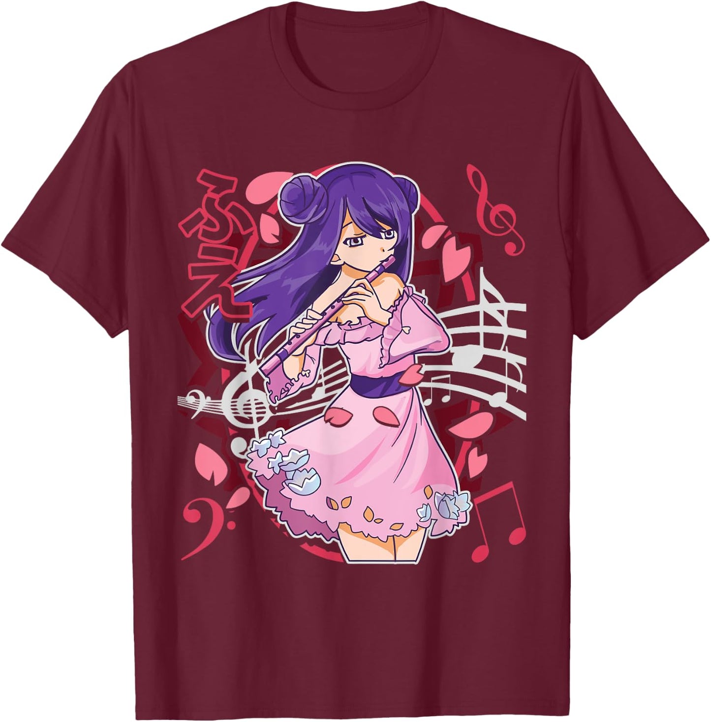 The Flutist | Anime Flute Musician Marching Band Manga Otaku T-Shirt - T-Shirt | Maroon