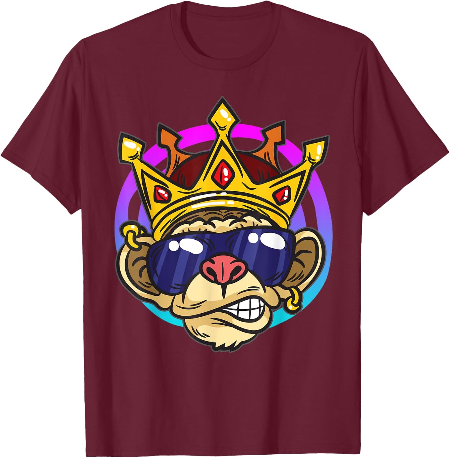 Chimpanzee King | Monkey Crown Ape T-Shirt - T-Shirt | Maroon