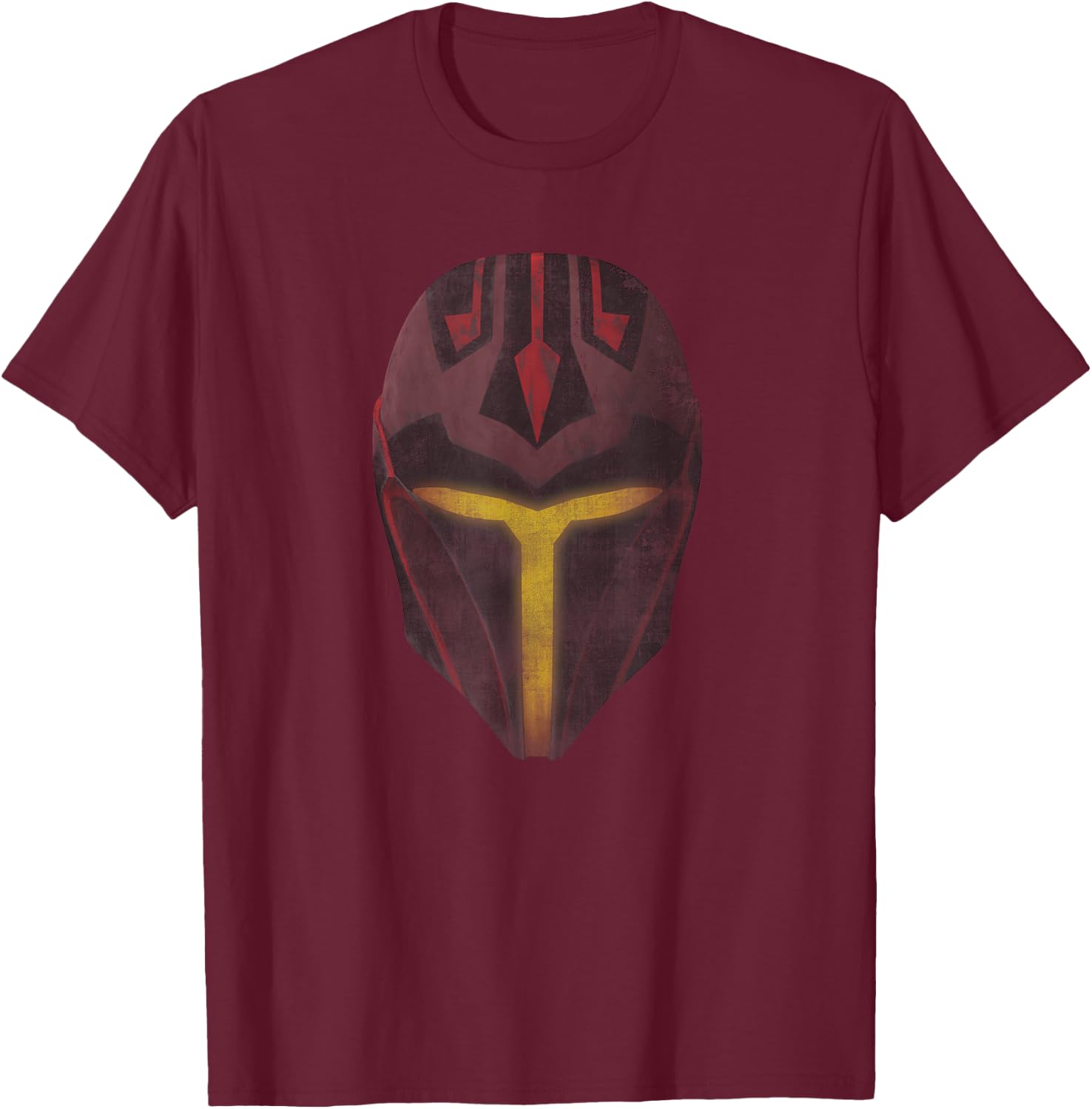 Star Wars The Clone Wars Mandalorian Super Commando Helmet T-Shirt - T-Shirt | Maroon