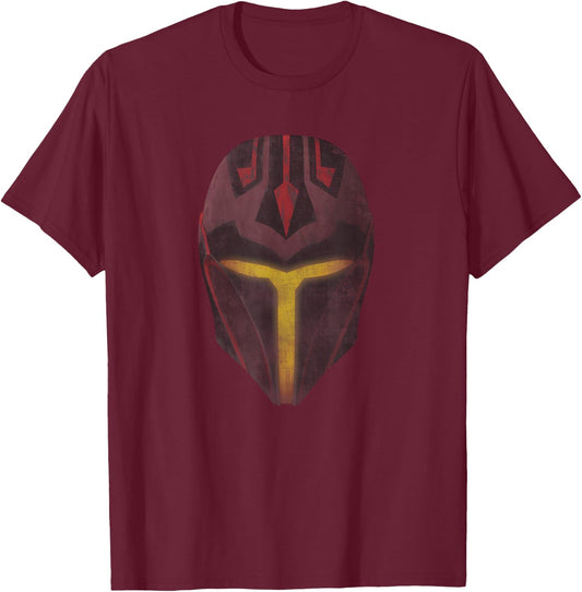 Star Wars The Clone Wars Mandalorian Super Commando Helmet T-Shirt - T-Shirt | Maroon