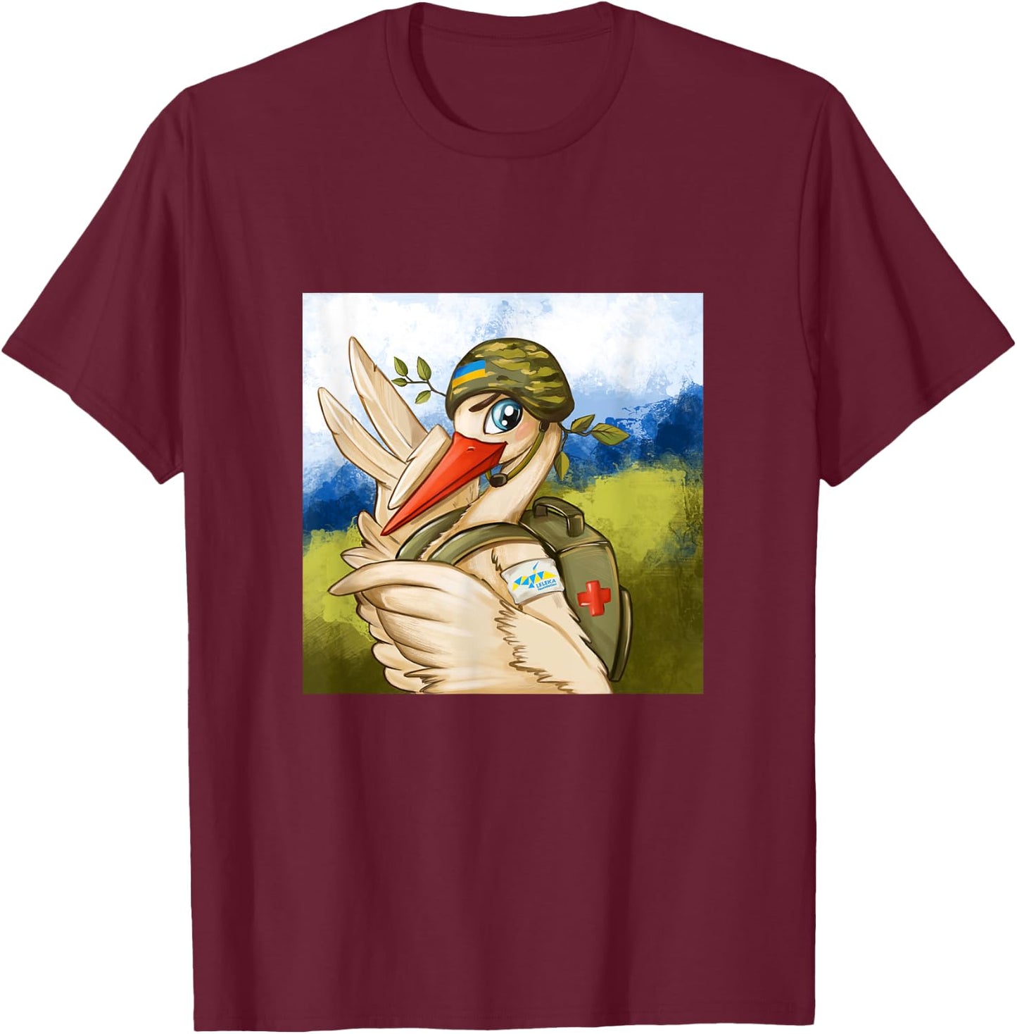 Leleka Ukraine Medic T-Shirt - T-Shirt | Maroon