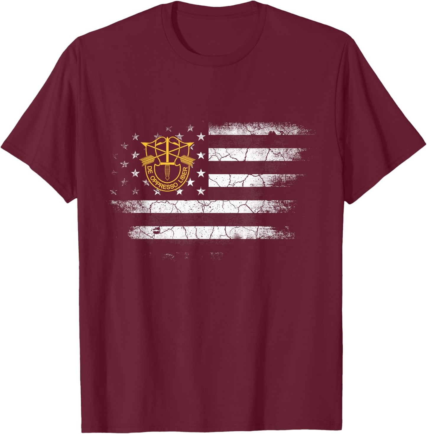 US Army Special Forces Flag Shirt - De Oppresso Liber Gift T-Shirt - T-Shirt | Maroon