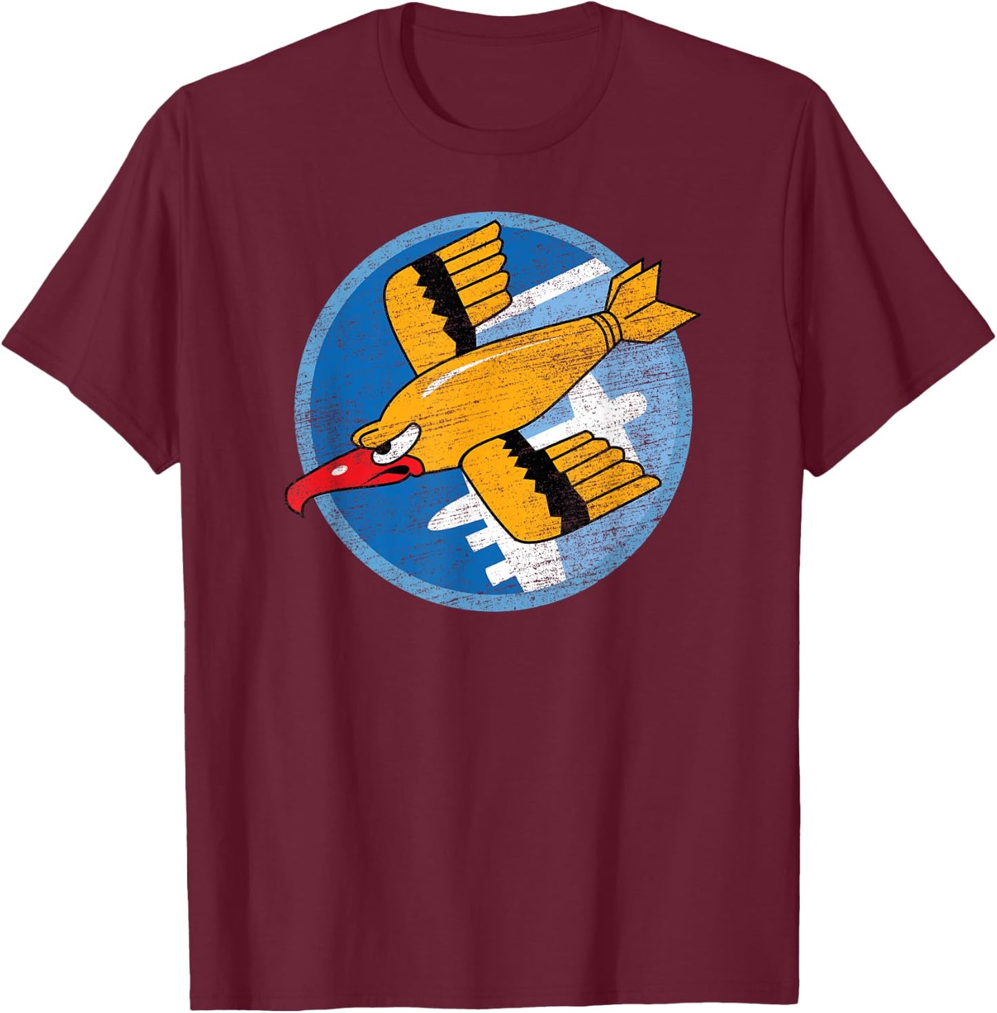THE SALTY VETERAN WW2 91st Bomb Squadron Flying Fortress Soaring Bird Patch Adult - Black - Small T-Shirt - T-Shirt | Maroon