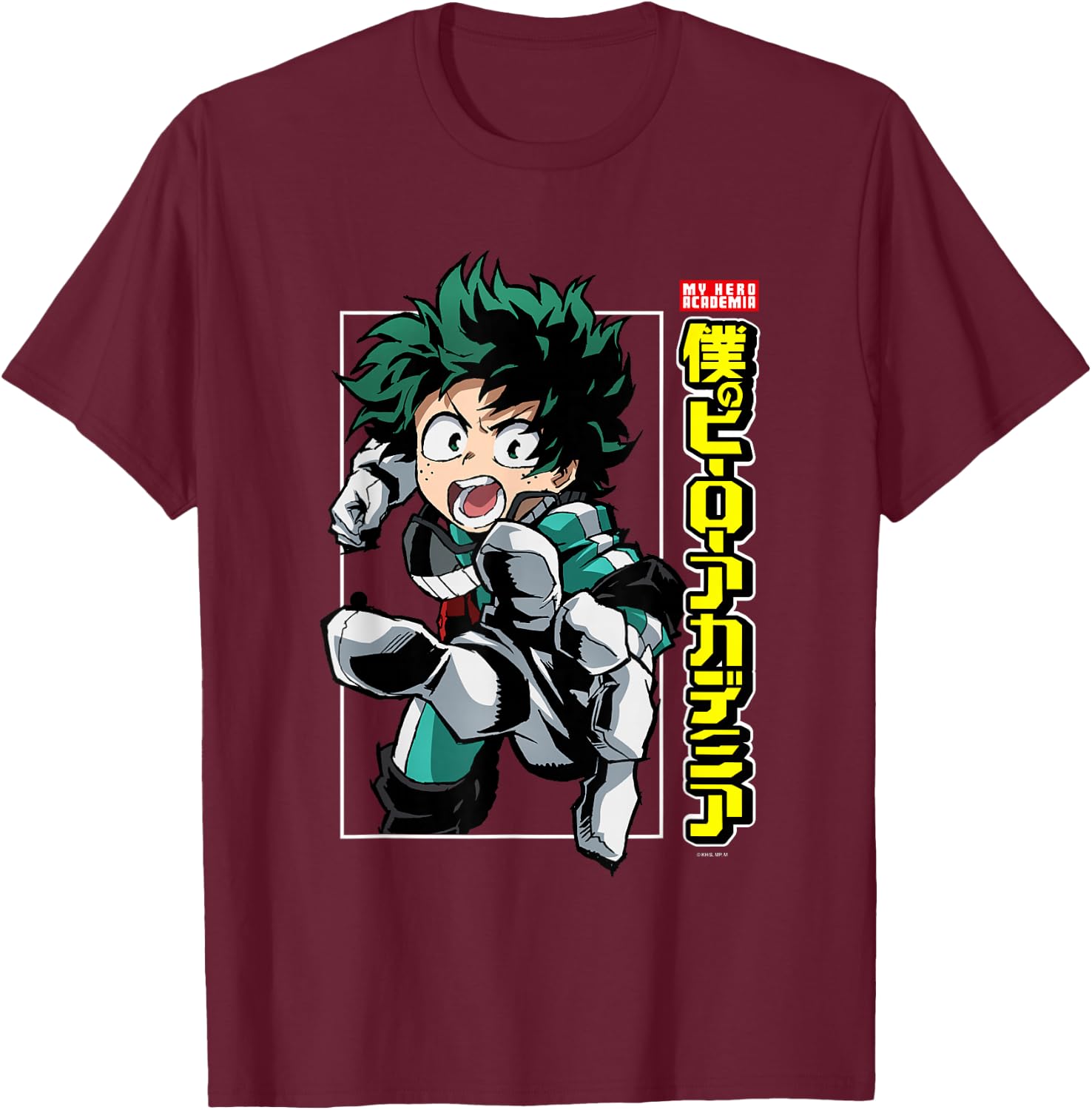 My Hero Academia Deku Posing with Logo Anime T-Shirt - T-Shirt | Maroon