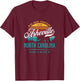 Asheville North Carolina Retro Sunset Blue Ridge Mountains T-Shirt - T-Shirt | Maroon