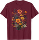 Vintage Flowers Floral Pressed Flower T-Shirt - T-Shirt | Maroon
