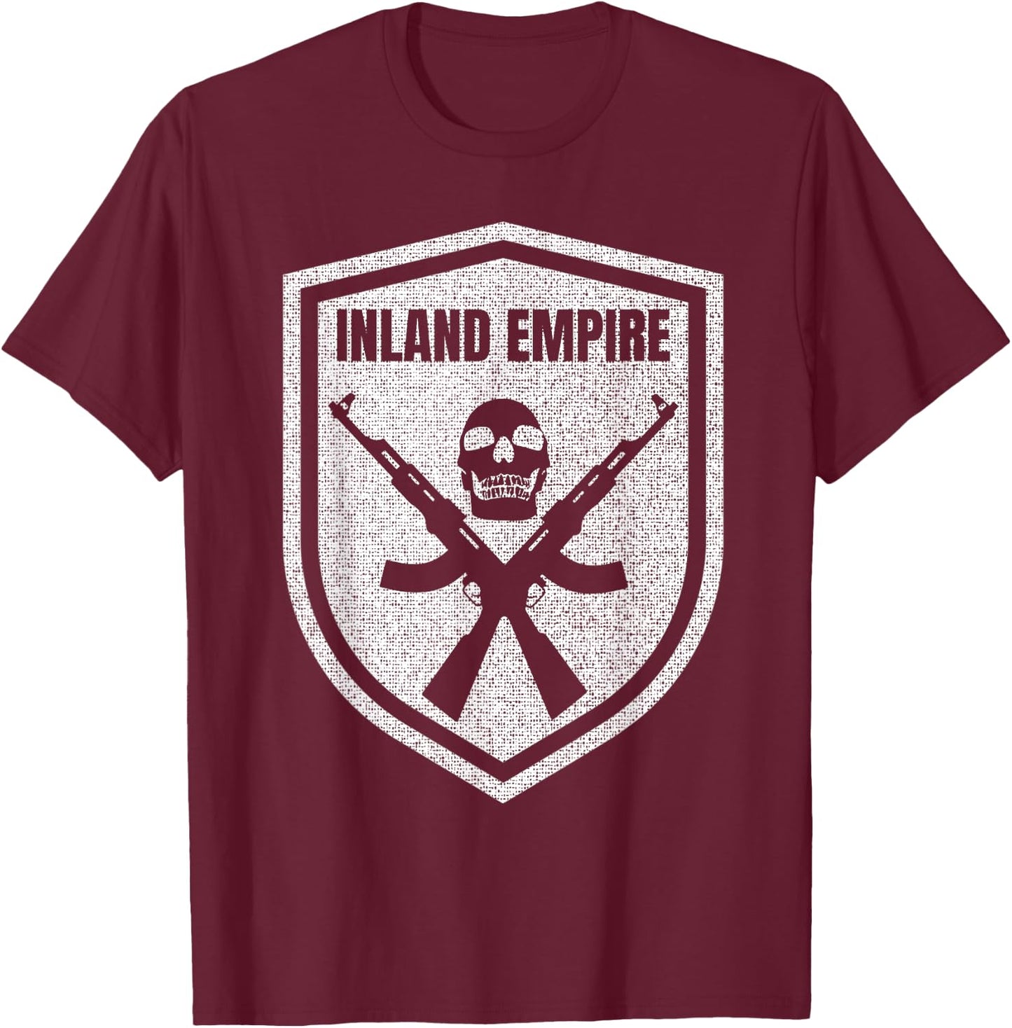 Inland Empire California Skull AK-47 T-Shirt - T-Shirt | Maroon